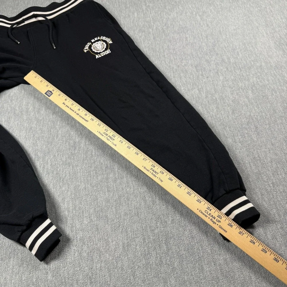 True Religion Joggers Mens 34 Black Alumni Fleece Sweatpants Varsity Gym Lounge